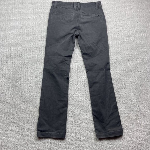 Y2K Volcom Pants Boy 26 / 12 Gray Straight Leg Flat Front Eco Repreve Skater - Picture 9 of 11